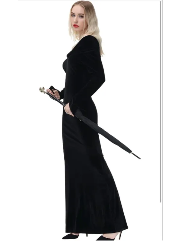 NEW Velvet Halloween Costume Off Shoulder Gothic Dress Adult Cosplay Dress S - Image 3