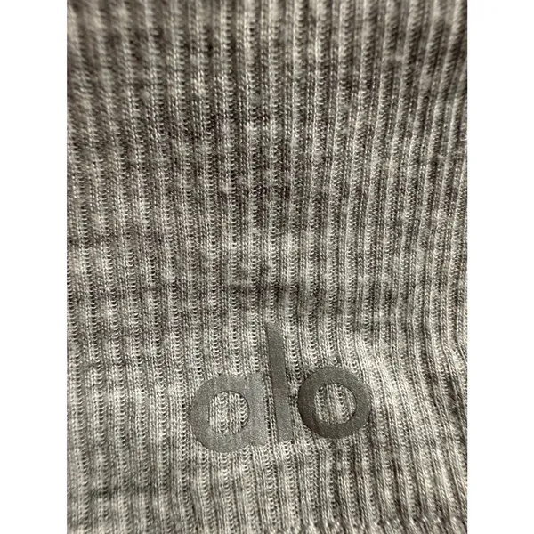 Alo Yoga Womens Ribbed Racerback Handkerchief Hem Tank Top Heather Gray S - Image 4