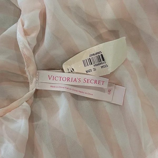 PINK - Victoria's Secret Women’s L Pink White Stripe Halter Chemise - Image 9