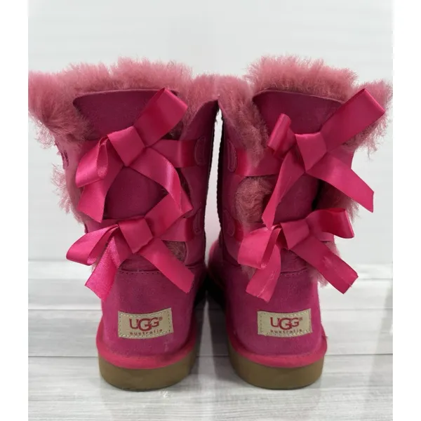 Ugg Mini Bailey Bow Ii Women Ankel Boots Suede Fuchsia Us 6 /Uk 5 /Eu 36 - Image 4