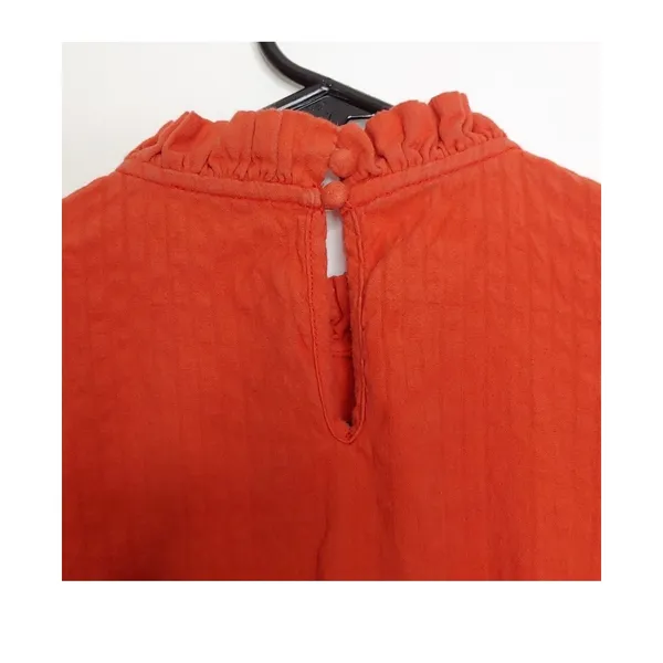 ASOS Burnt Orange Mini Dress Smocked Corset Waist Long Sleeve Cotton‎ S Pumpkin - Image 10