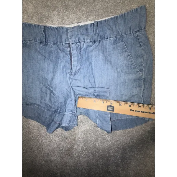 club monaco chambray shorts womens‎ size 4 blue lyocel soft - Image 7