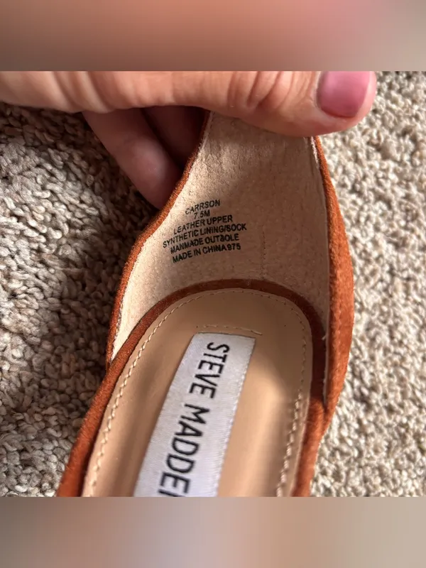 Steve Madden Carrson Cognac Brown Suede Heels Size 7.5 4" - Image 8