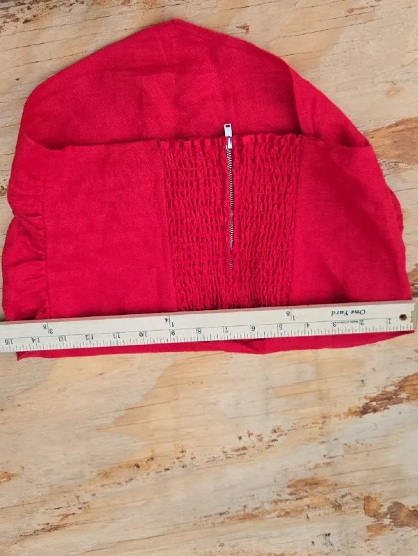 Reformation Red Linen Strapless Tube Top Size 4 - Image 5