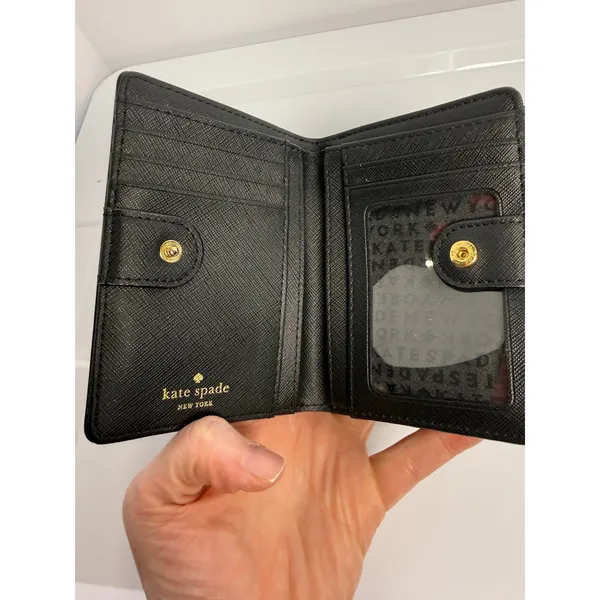 Kate Spade Quiet‎ Luxury Black Saffiano Leather Compact Wallet - Image 3