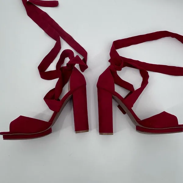 Lulu's Bold Red Strappy Heels - Image 5