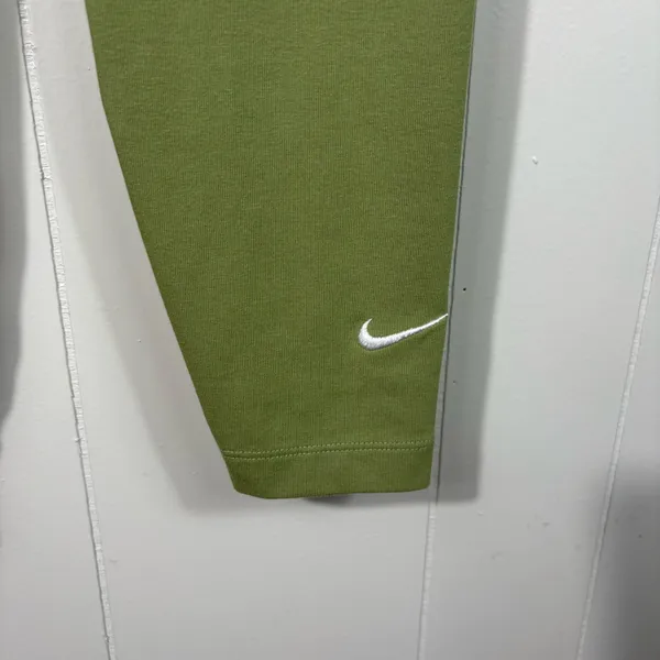 Nike Green Cotton Blend Embroidered Swoosh Ankle Crop Leggings XS Athleisure Gym - Image 2