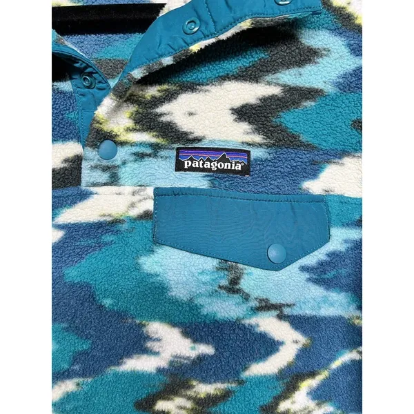 Patagonia Synchilla Snap-T Fleece Trout Tales Elwha Blue‎ Women’s Size Small - Image 5