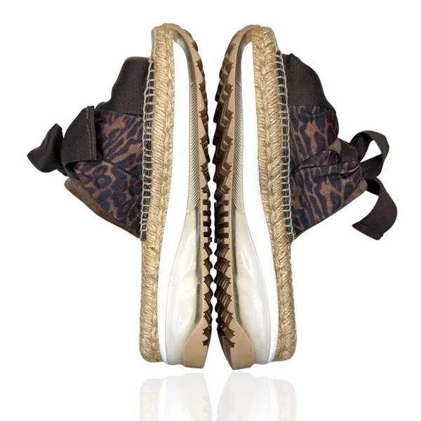 Free People Chapmin Ribbon Espadrilles EU 37‎ US 6.5 Platform Sandals Leopard - Image 9