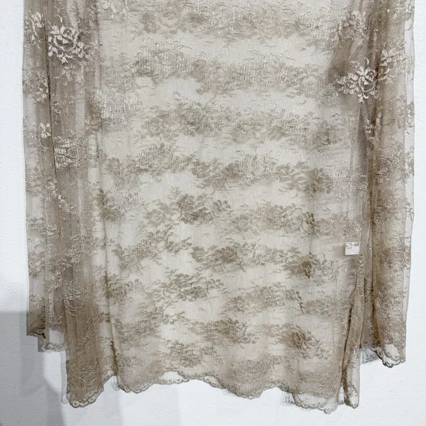 The Limited Beige Lace Sheer Long Sleeve Boatneck Top Sz XL - Image 4