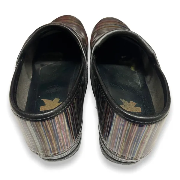 Dansko Womens Shoes 40 9.5 10 Striped Print Gold Copper Black Closed Back Clogs‎ - Image 7