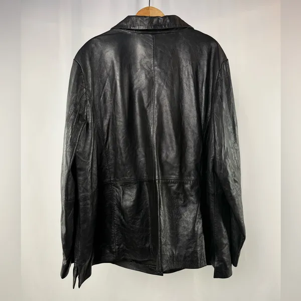 Vintage Y2K Jessica London Classic Leather Jacket in Black Size 26W‎ - Image 5