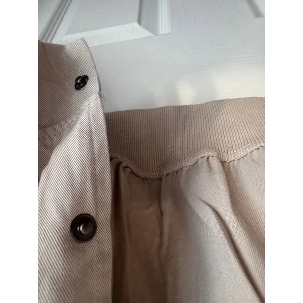 For The Republic Bomber Jacket Small Beige Snap Front - Image 5