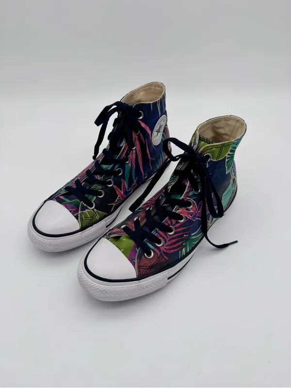 Converse Chuck Taylor High Top Tropical Floral Palm Sneakers Mens 8 Womens 10 - Image 3