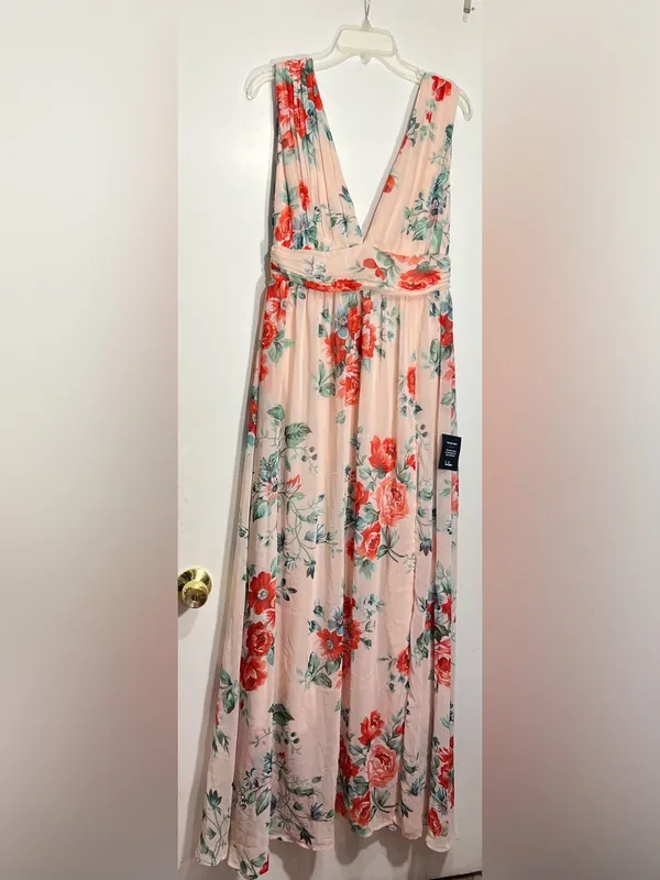 NWT Lulus Garden Meandering Blush Floral Print Maxi Dress size L - Image 4