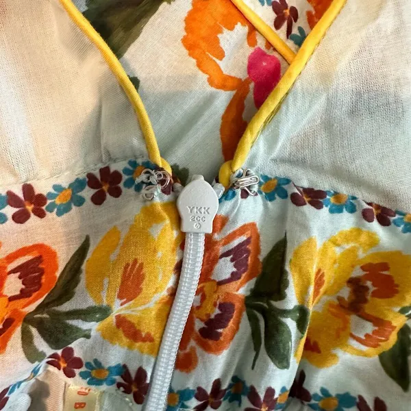Farm Rio Blue Spring Bananas Midi Dress Size Large Tropical Vacation Casual - Image 6