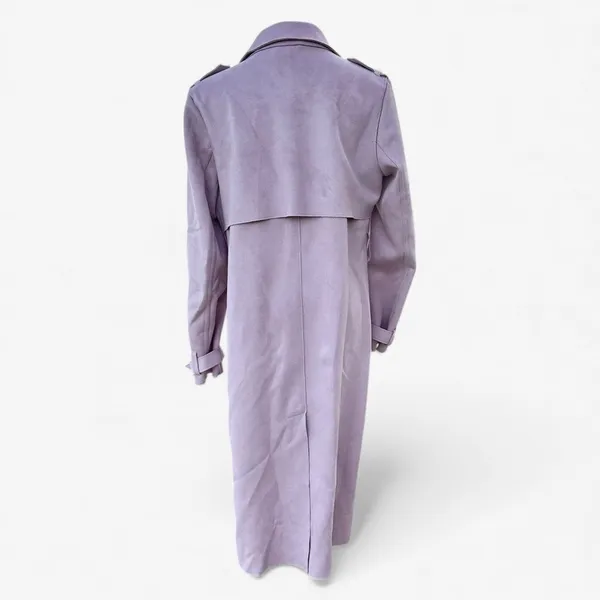 Zara Faux Suede Lavender Trench Coat Dusty Lilac Tie Waist Soft Minimalist S - Image 5