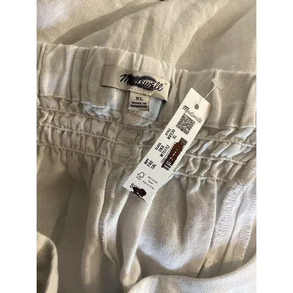 Madewell Pants Womens XL Linen Drawstring Elastic Waist Cropped Lightweight Casu - Image 6