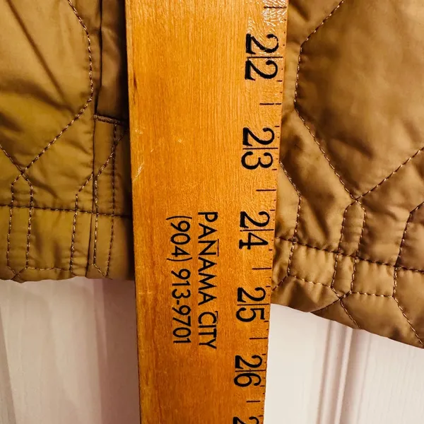 Lands End Womens Primaloft Quilted Jacket Tan Khaki‎ Snap Front Sz S 6-8 - Image 7