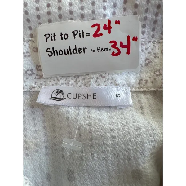 Cupshe Womens White‎ Geometric Print Button Down Shirt Dress Cover Up Size S - Image 3