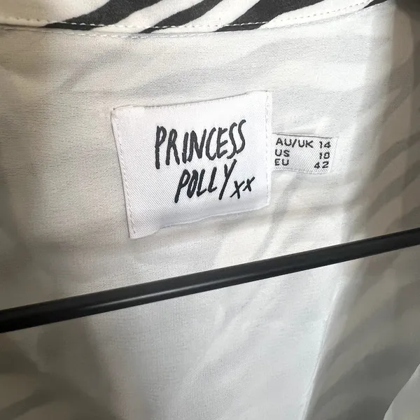 PRINCESS POLLY Women's 10 Marty Long Sleeve Faux Wrap Mini Dress Zebra Belted - Image 12