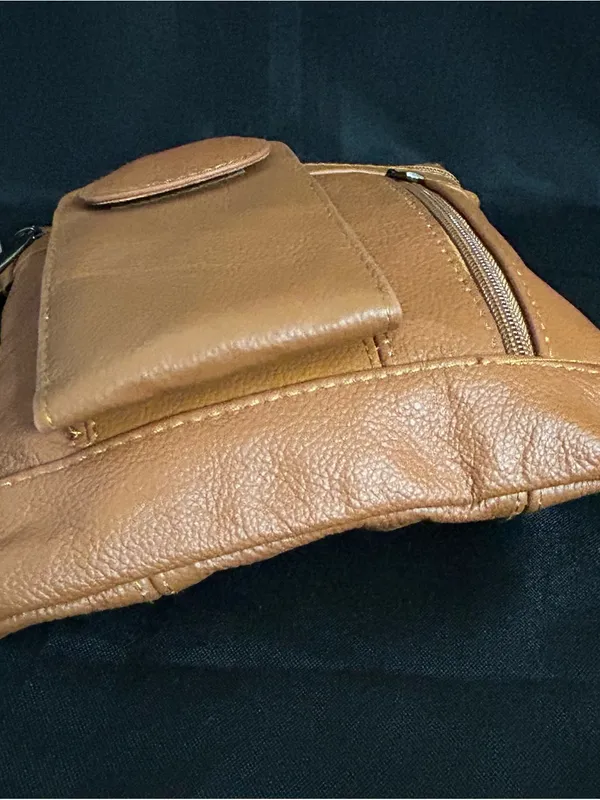 Maze On The Go Genuine Soft Leather Tan Crossbody Bag Purse NWT - Image 6