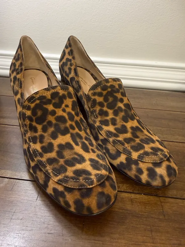 Gianvito Rossi Leopard Print Suede Block Heel Loafer Pumps Size 38 - Image 2