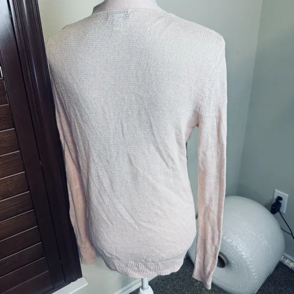 Old Navy Peach Button Cardigan textured boyfriend lightweight cotton blend‎ sz L - Image 4