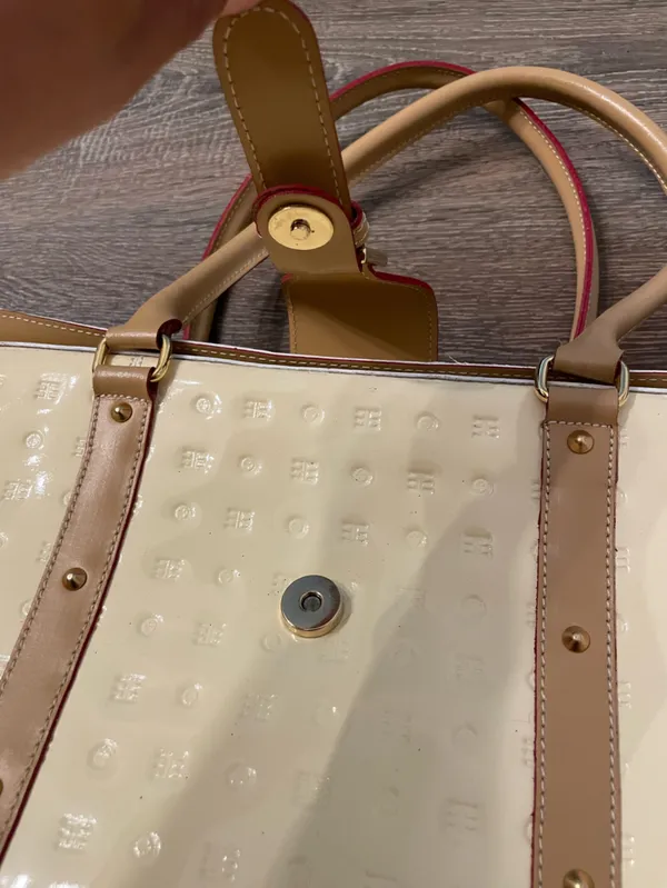 Arcadia Bags patent leather embossed top handle bag made in Italy - Image 3