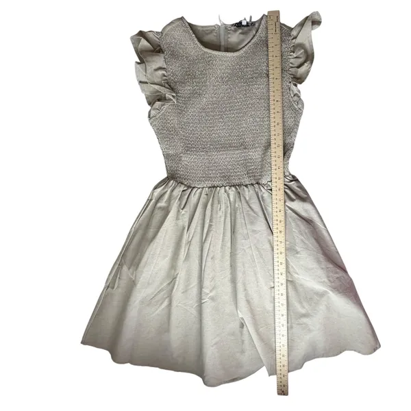 NWT English Factory Smocked Ruffle Sleeve‎ Dress Sz XS Beige Fit & Flare Neutral - Image 10