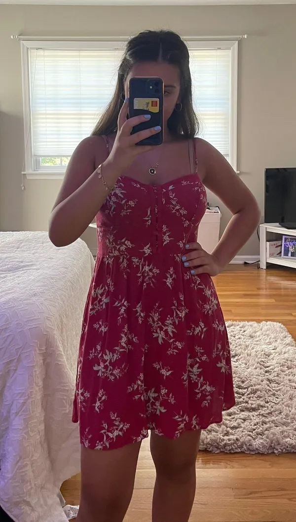 American Eagle Red Floral Sundress - Image 2