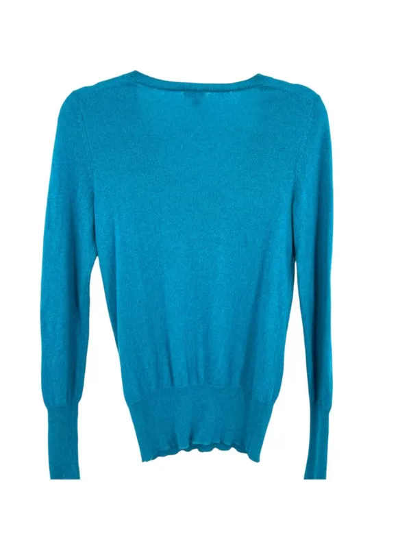 Halogen Teal 100% Cashmere V-Neck Sweater Long Sleeve Size Small - Image 5