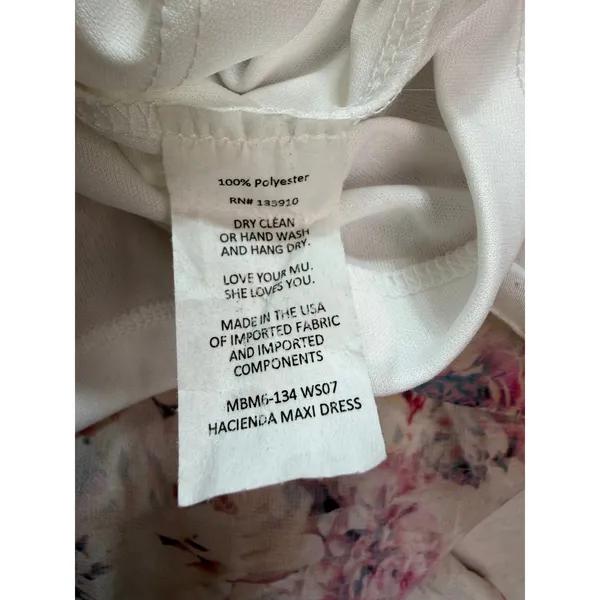 Show Me Your Mumu Hacienda Maxi Dress Floral Off Shoulder Pink Cream Boho Gown - Image 8