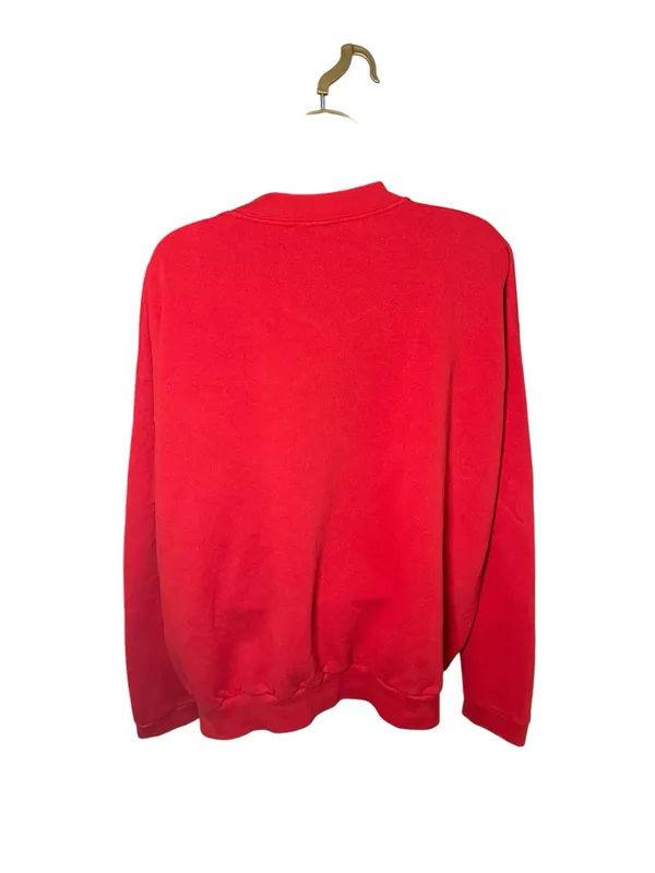 Vintage 90s Christmas Sweatshirt Snowman Animal Graphic Crewneck Red XXL - Image 2