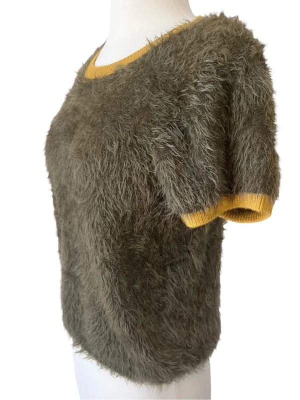 Natural Life Edie Eyelash Short Sleeve Sweater In Olive - Image 4