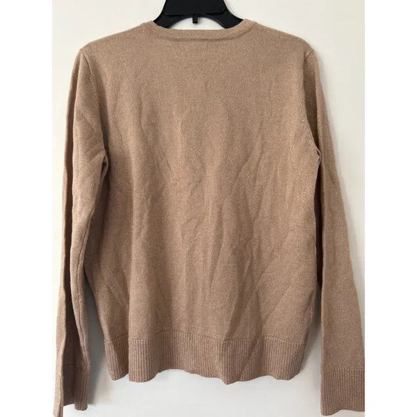 Cable & Gauge Womens Tan Glitter‎ Knit Cardigan Button Up Long Sleeve Top XLP - Image 5