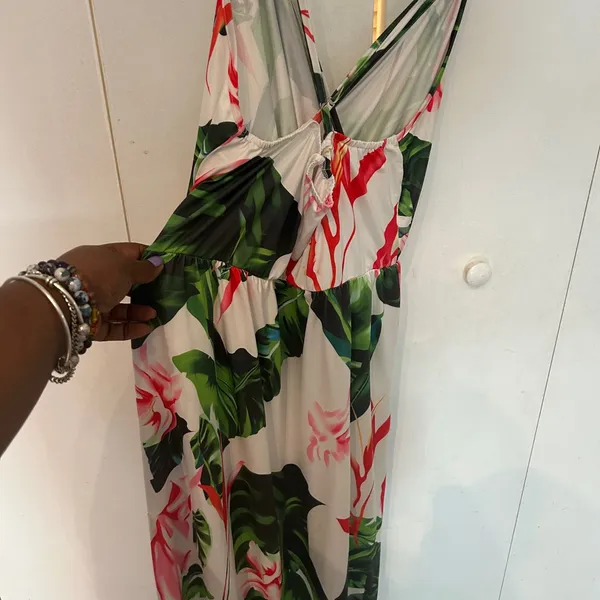 Tropical Floral Maxi Dress Green Size XL - Image 6