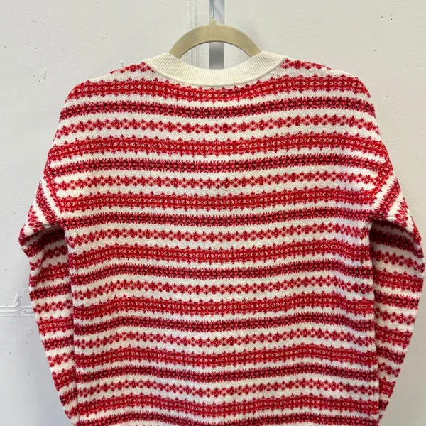 NWT LOFT‎ Women's Fair Isle Striped Crew Neck Sweater Red White XS S/766805 - Image 6