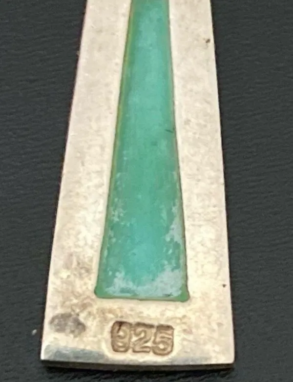 Vintage Sterling Silver 925 Native American Turquoise Inlay Door Knocker Pendant - Image 10
