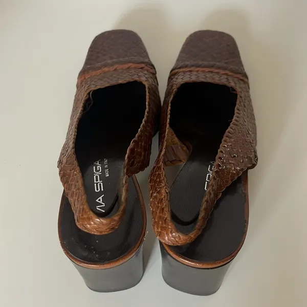 Via Spiga Woven Brown 3” Block Heels in Size 6M 56 - Image 6