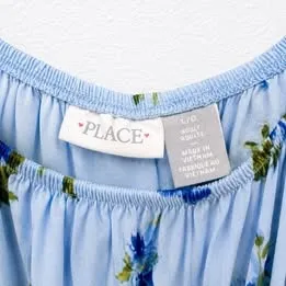 The Children’s Place Girls Blue Floral Puff Sleeve Midi Dress Size L NWT - Image 2