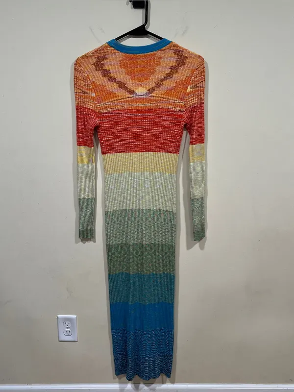STAUD Shoko Rainbow Ribbed Knit Sweater Dress Size small multicolored - Image 9
