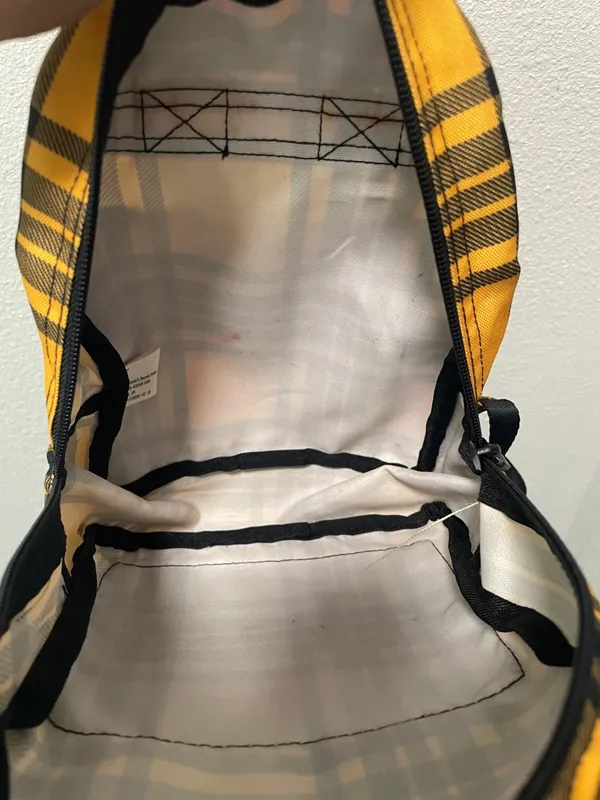 PINK Plaid Mini Backpack - Yellow & Black - Image 8