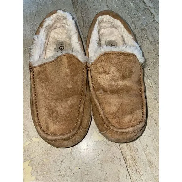 UGG Australia women Ascot‎ Chestnut Brown 5775 Suede Sheepskin Loafer Sz 9 - Image 2