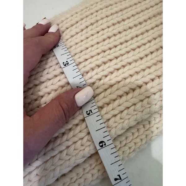 J Crew Scarf Women OS Cream Ribbed Wool Cashmere Fringe Winter Classic Luxury - Image 6