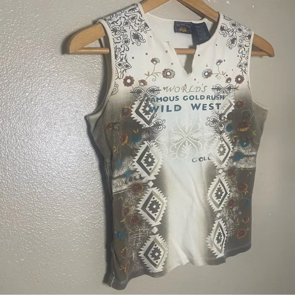 Vintage Route 66 White Tank Top with Brown Ombre‎ 2000s size small stretch - Image 2