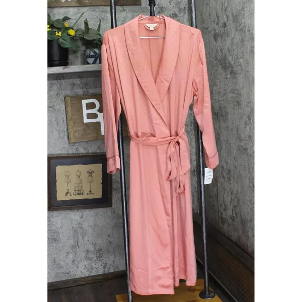 NWT State Of Day State of Day Womens Belted Shawl-Collar Robe Sea Coral Pink M - Image 4