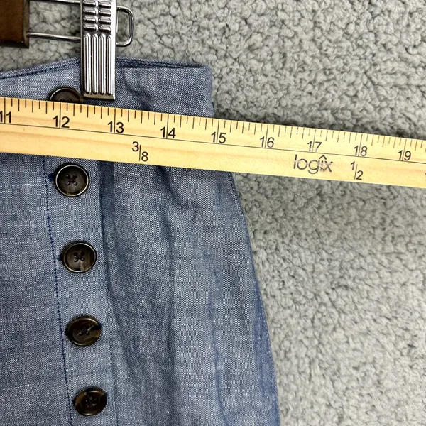 Banana Republic Knee‎ Length Skirt Womens 6 Blue Chambray Nautical Preppy Twee - Image 4
