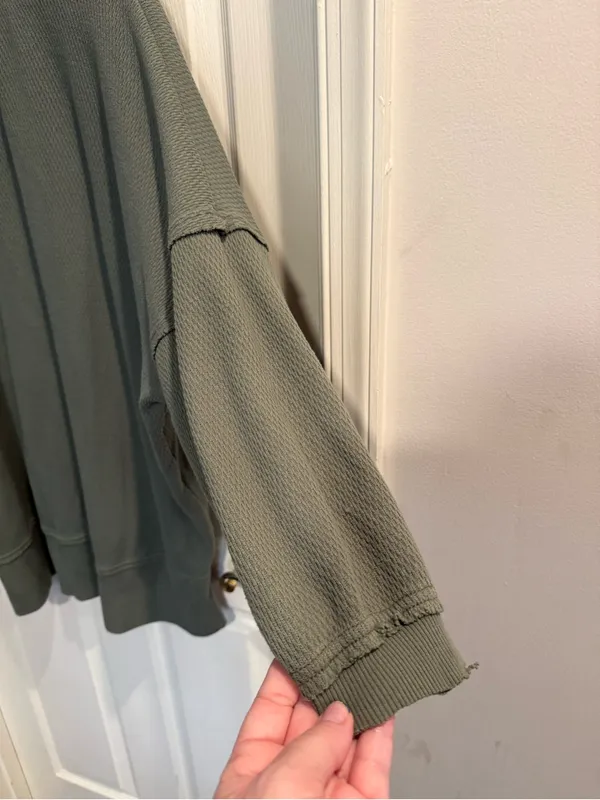 aerie Olive Green Waffle Knit Top - Image 6