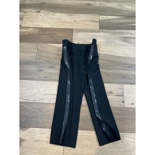LOFT Marisa Black Wide Leg Capri Gaucho Pants Sequin Detail Size 2 - Image 10